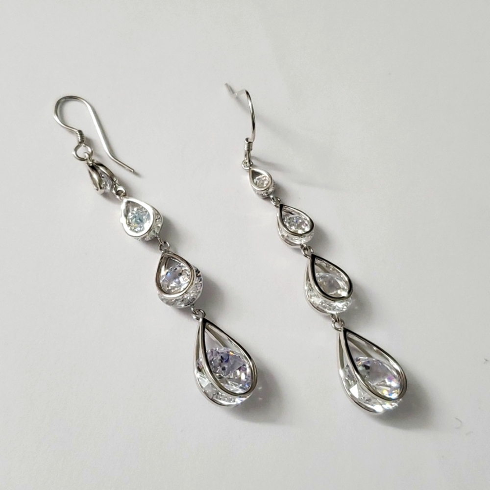 Sterling Silver 925 Iced Out Bling Earrings